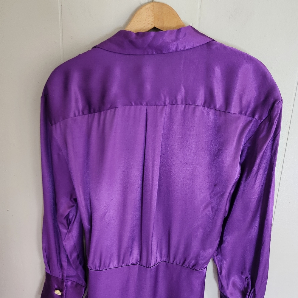 Zara nwt Satin effect wrap dress mini purple M - Picture 5 of 14